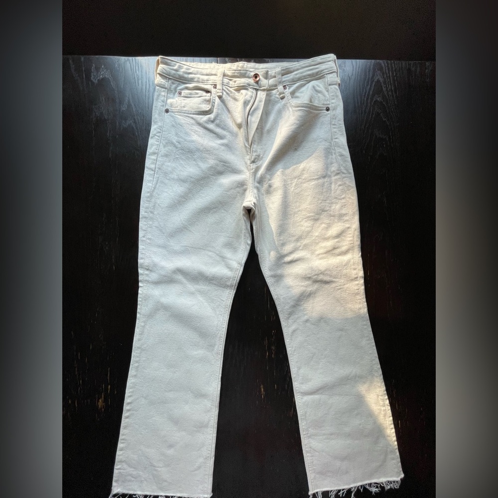 RAG & BONE cream cropped frayed jeans -Size 33